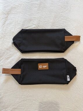 Black Canvas Dopp Kit with Brown Leather Handle